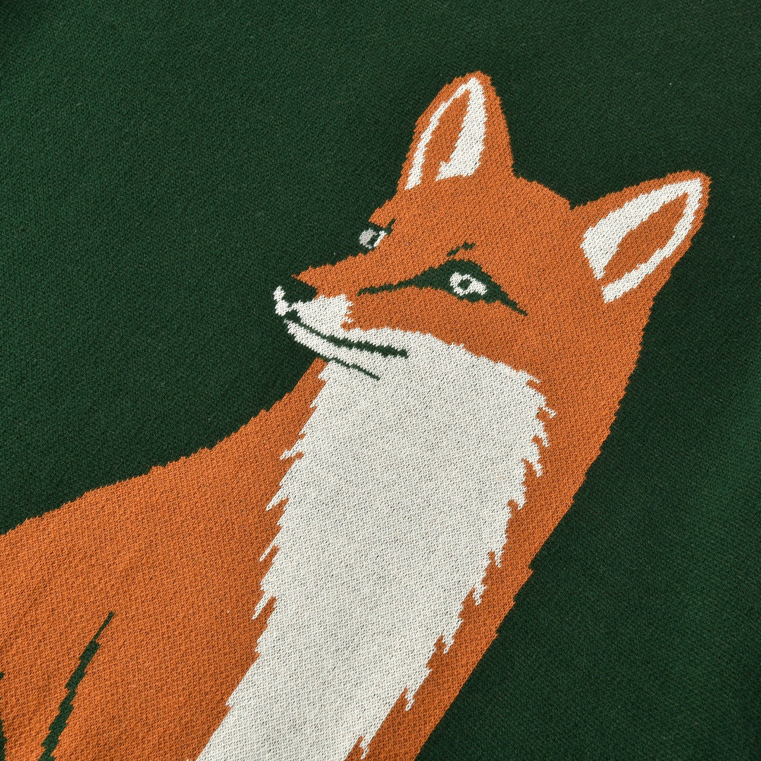 Men's Green Vintage Animal Art Jacquard Knit