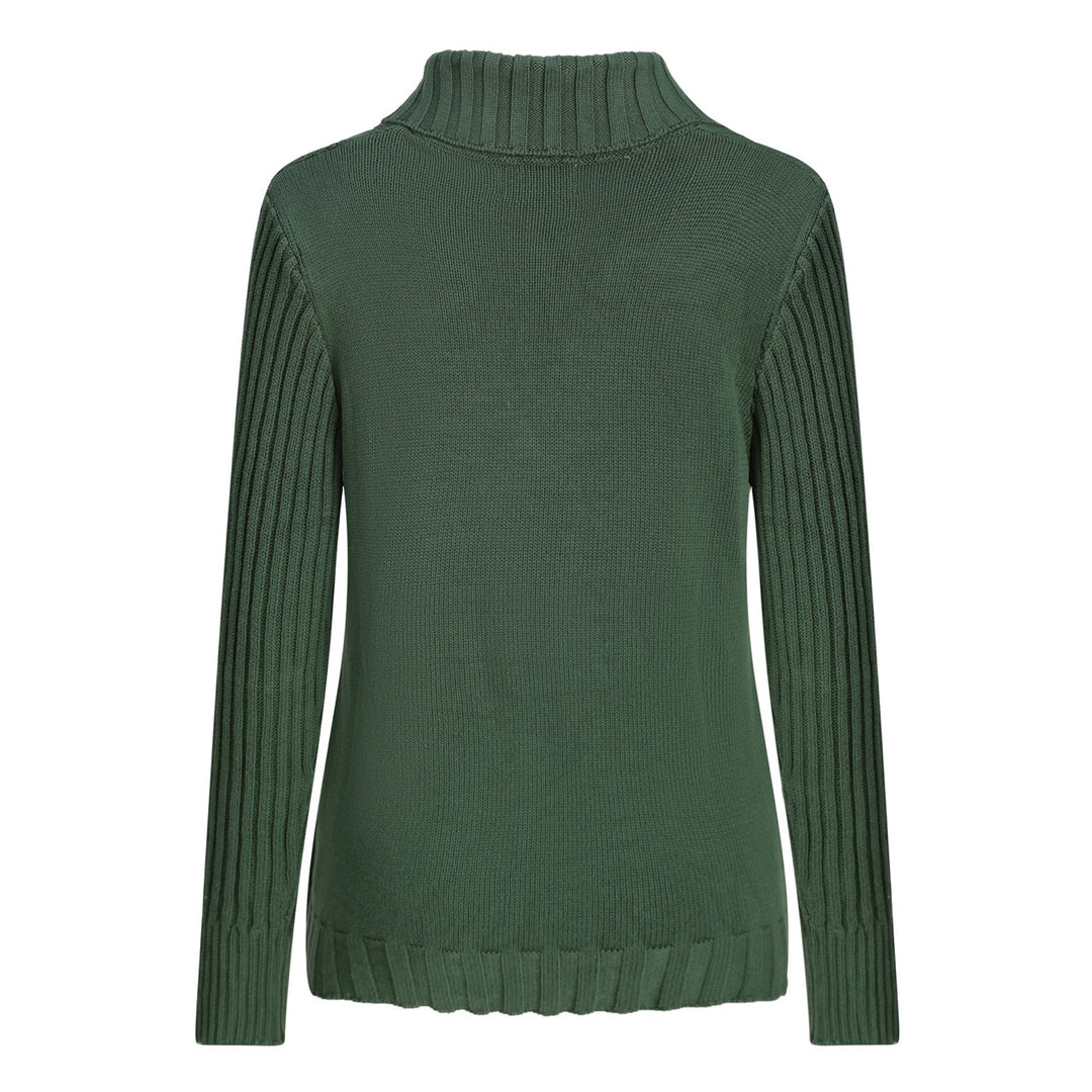 Women's Dark Green 70s Vintage Double Breasted Knit Cardigan