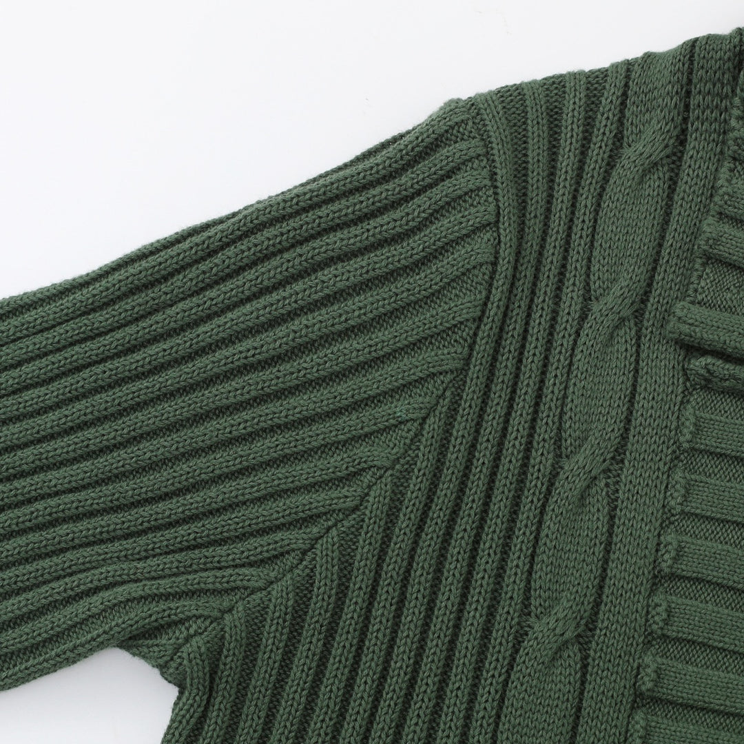 Women's Dark Green 70s Vintage Double Breasted Knit Cardigan