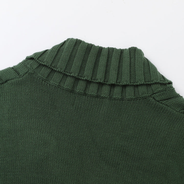 Women's Dark Green 70s Vintage Double Breasted Knit Cardigan