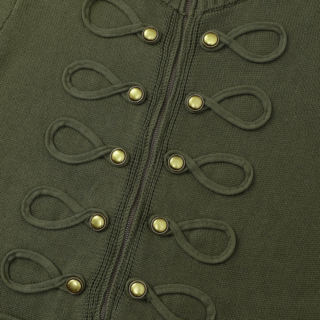 Women's Green 70s Vintage Americana Zip Knit Cardigan