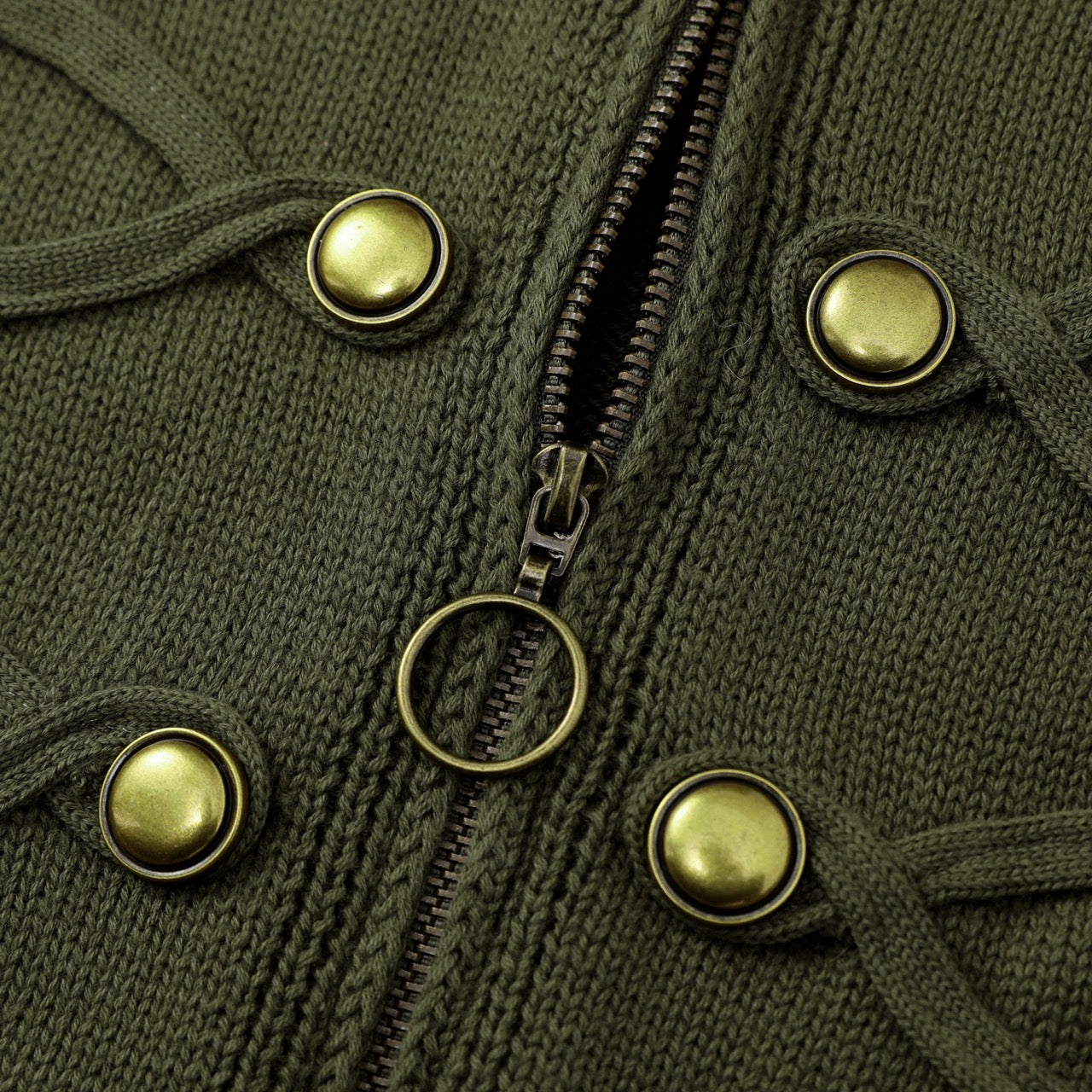 Women's Green 70s Vintage Americana Zip Knit Cardigan – OXKnit