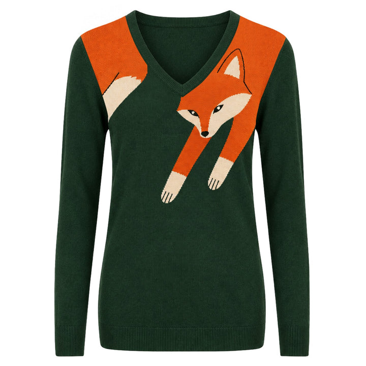 Mörkblå vintage klassisk dotdesign jacquardstickad dam