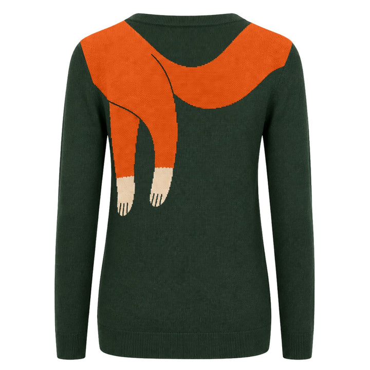 Mörkblå vintage klassisk dotdesign jacquardstickad dam