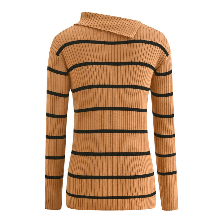 Women's Khaki 70s Vintage Striped Knit Sweater