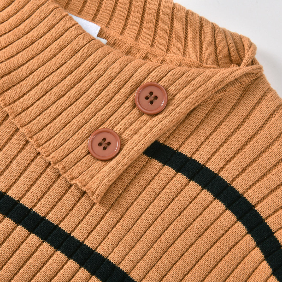 Women's Khaki 70s Vintage Striped Knit Sweater