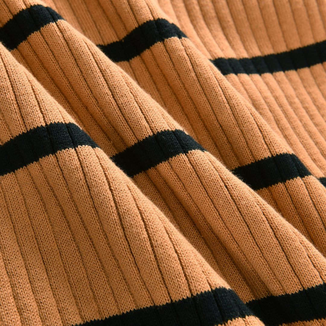 Women's Khaki 70s Vintage Striped Knit Sweater