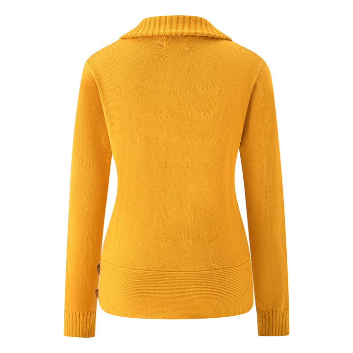 Women's 70s Vintage Shawl Collar Deep V Buckle Knit