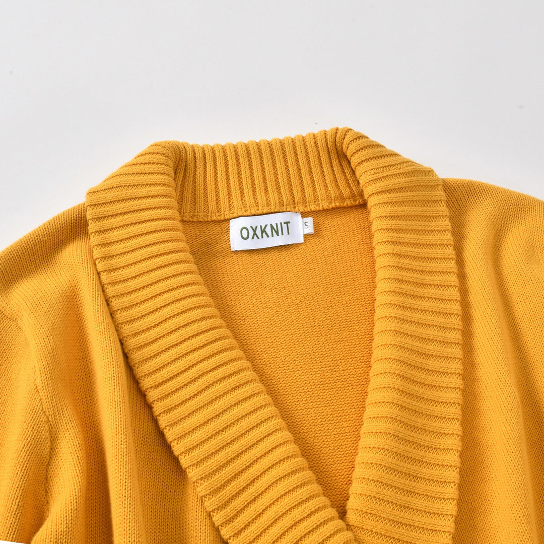 Women's 70s Vintage Shawl Collar Deep V Buckle Knit