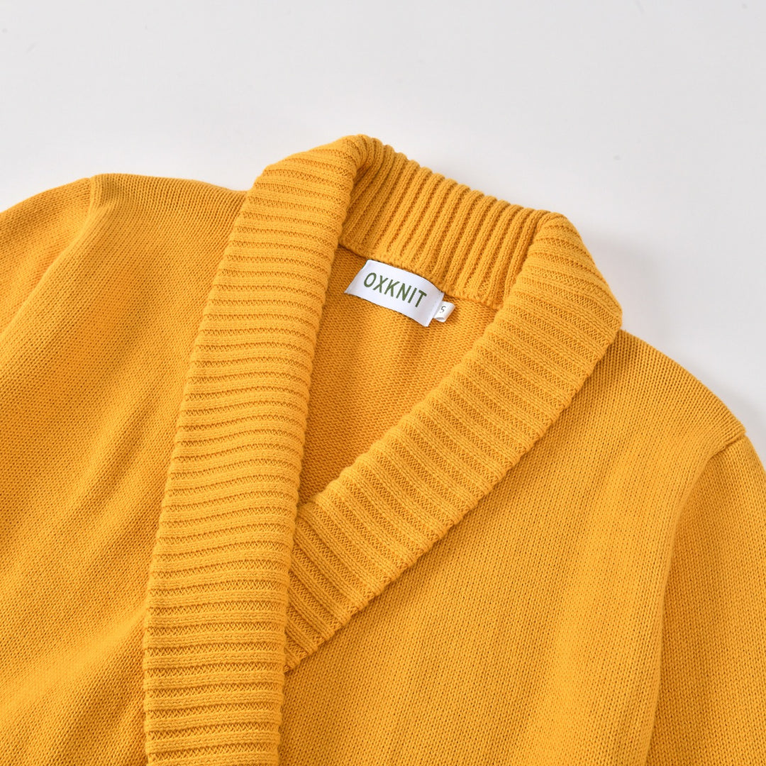 Women's 70s Vintage Shawl Collar Deep V Buckle Knit