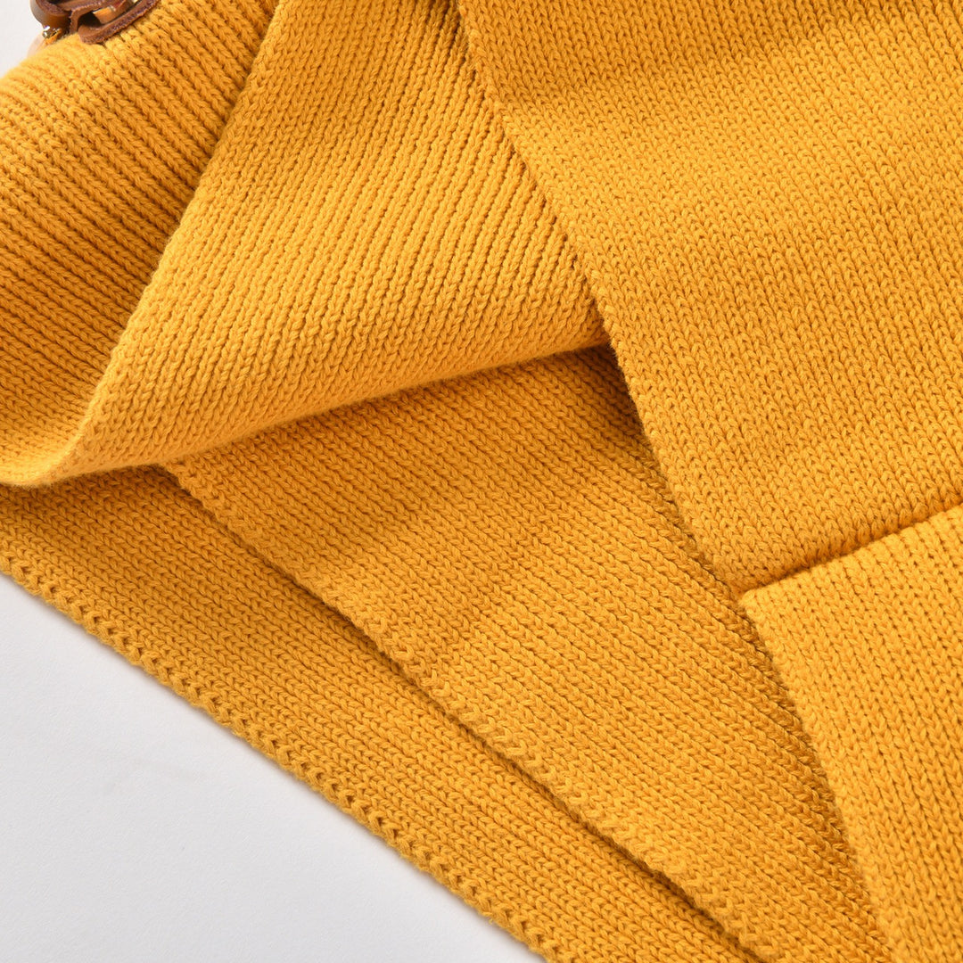 Women's 70s Vintage Shawl Collar Deep V Buckle Knit
