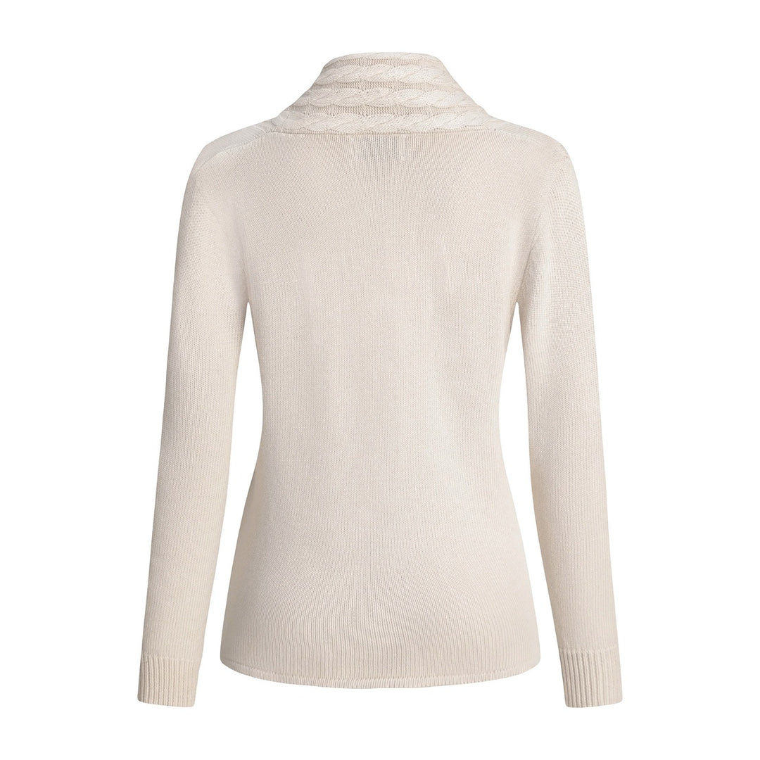 Women's Apricot 70s Vintage Cable Knit Shawl Collar Cardigan