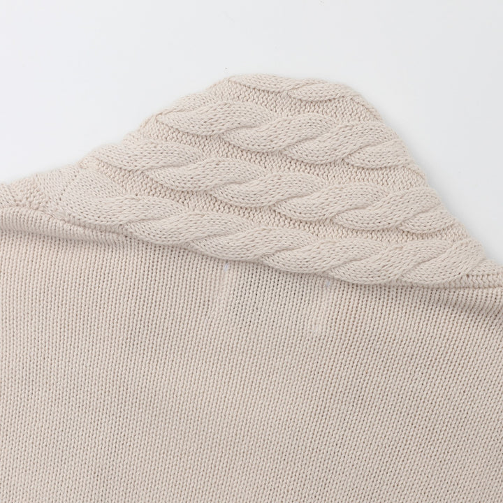 Women's Apricot 70s Vintage Cable Knit Shawl Collar Cardigan