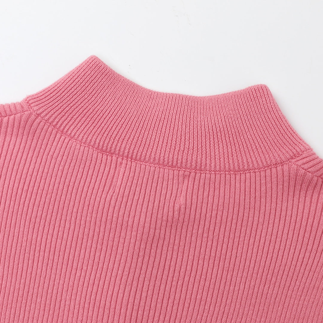 Women's Pink 60s Vintage Minimalist Tie-Neck Knit Cardigan