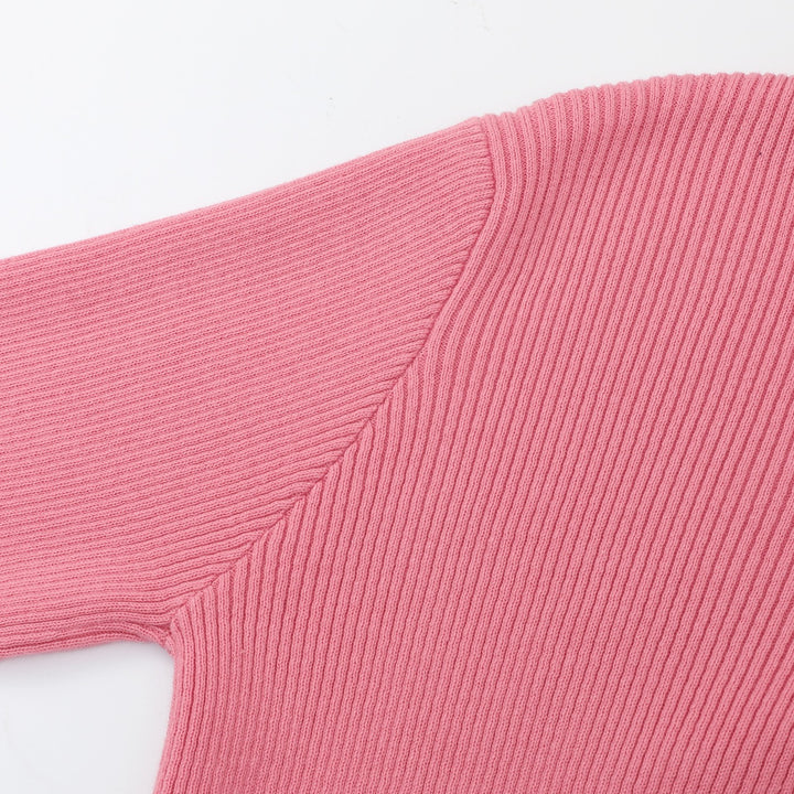Women's Pink 60s Vintage Minimalist Tie-Neck Knit Cardigan