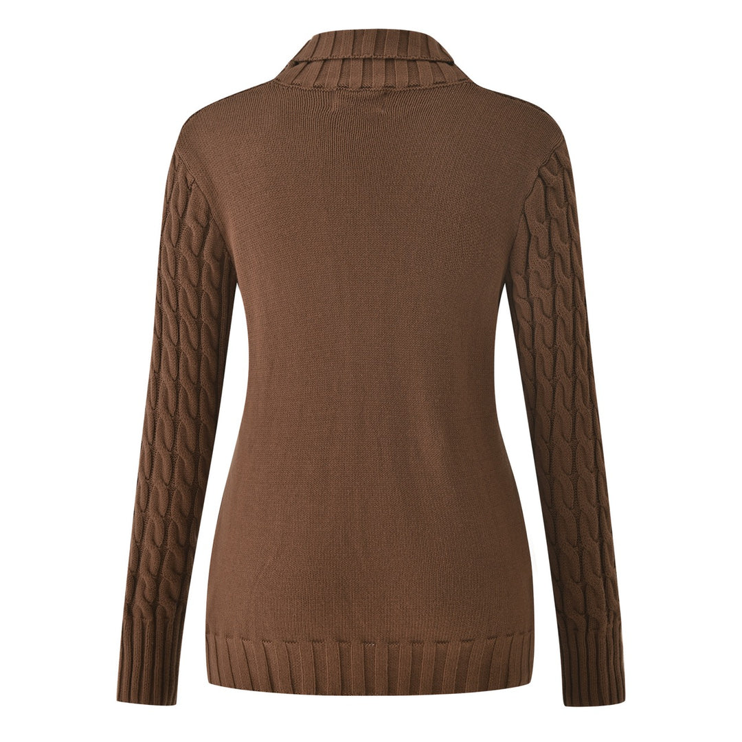 Women's Brown 60s Vintage Elegant Shawl Collar Knit Cardigan