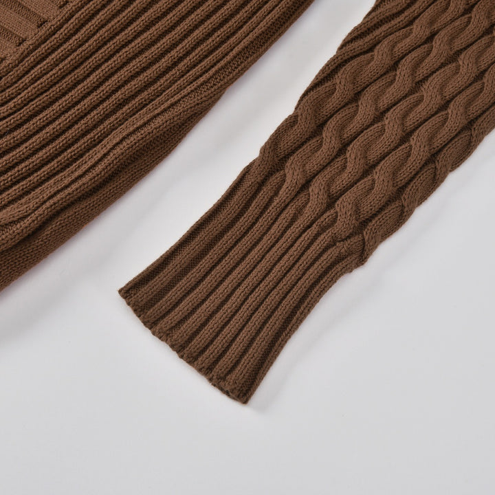 Women's Brown 60s Vintage Elegant Shawl Collar Knit Cardigan
