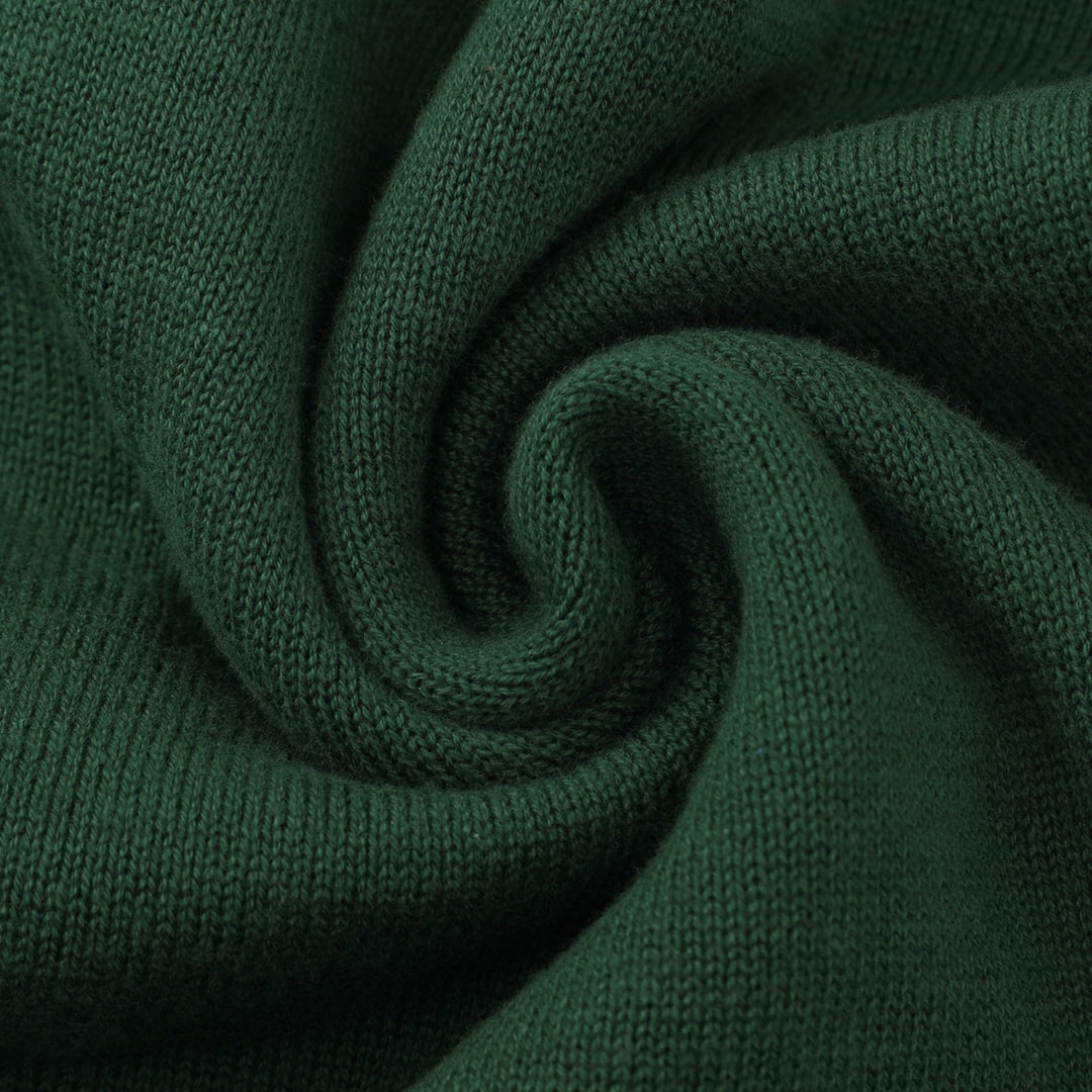 Dame Grøn Blomstret Jacquard Polo Krave Strikket Cardigan