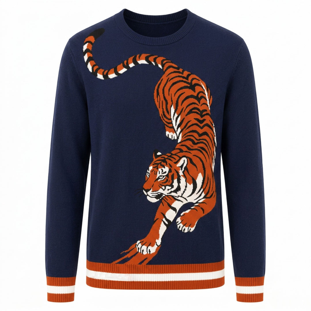 Abrikosstribet klassisk vintage jacquardstrik til mænd