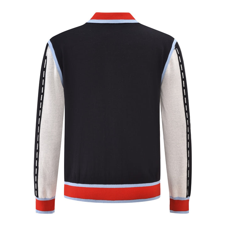 Herre Svart 60-talls Mod Sporty Polo Strikket Cardigan