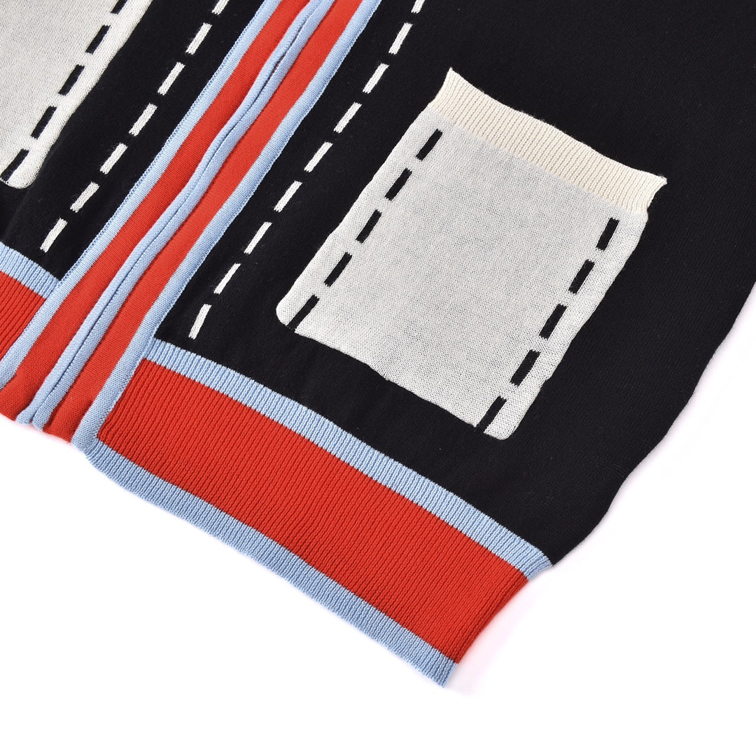 Herre Svart 60-talls Mod Sporty Polo Strikket Cardigan