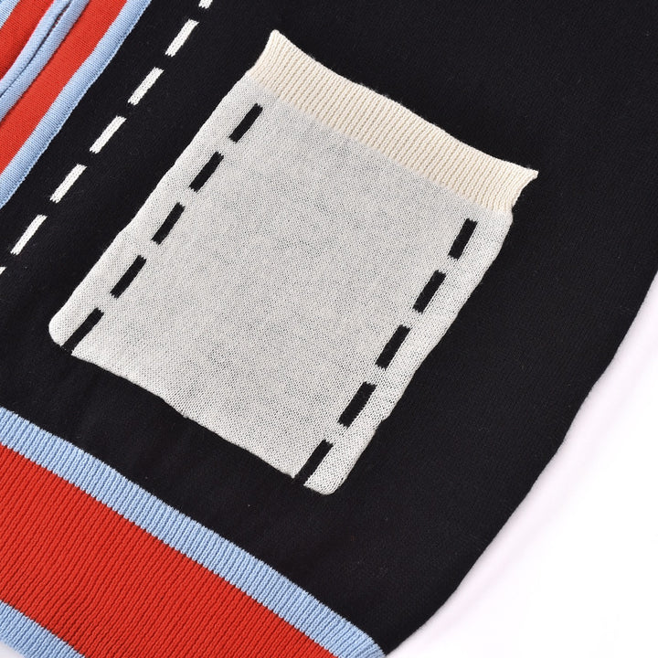 Herre Svart 60-talls Mod Sporty Polo Strikket Cardigan