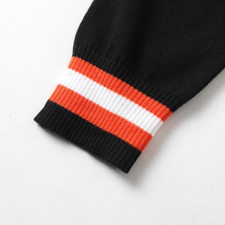 Men's Orange 70s Playful Animal Embroidered Polo Knit Cardigan