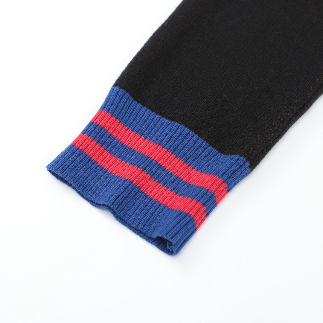 Herre Sort 70-talls Fierce Tiger Kunst Polo Strikket Cardigan
