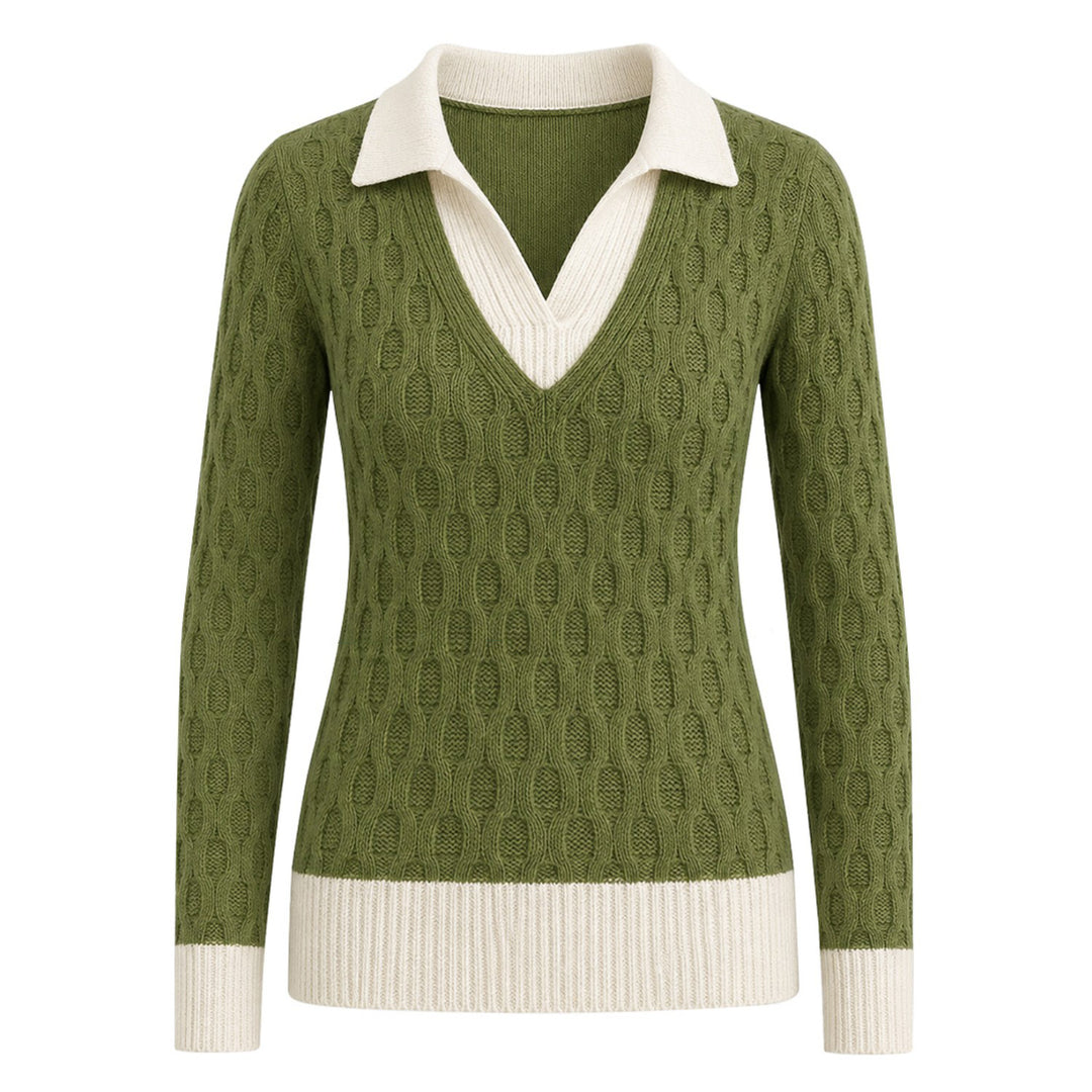 Mørkeblå vintage klassisk Dot Design jacquard strik til kvinder