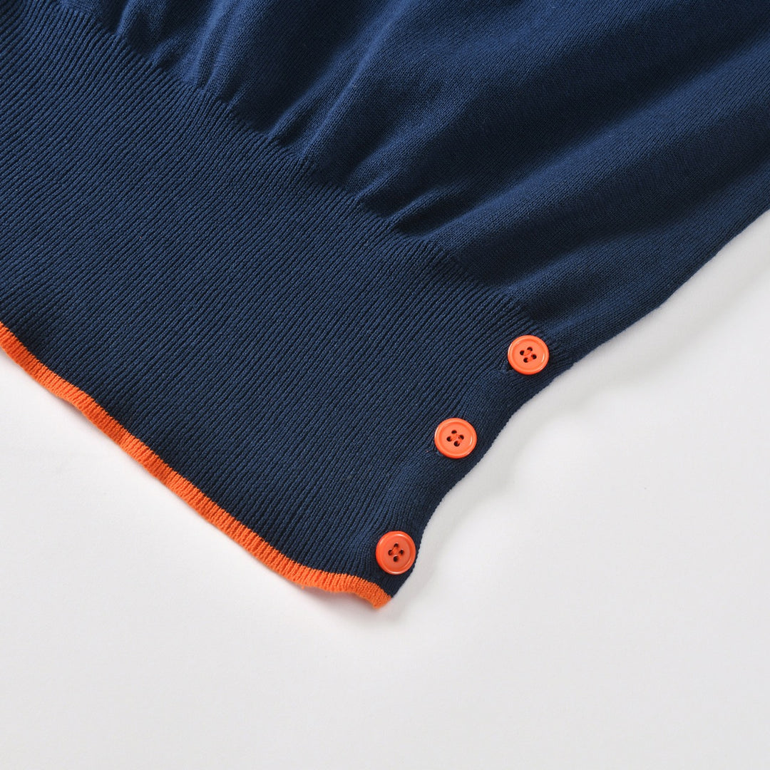 Dame Navyblå 60'er Mod Sommerfugl Jacquardstrikket Sweater