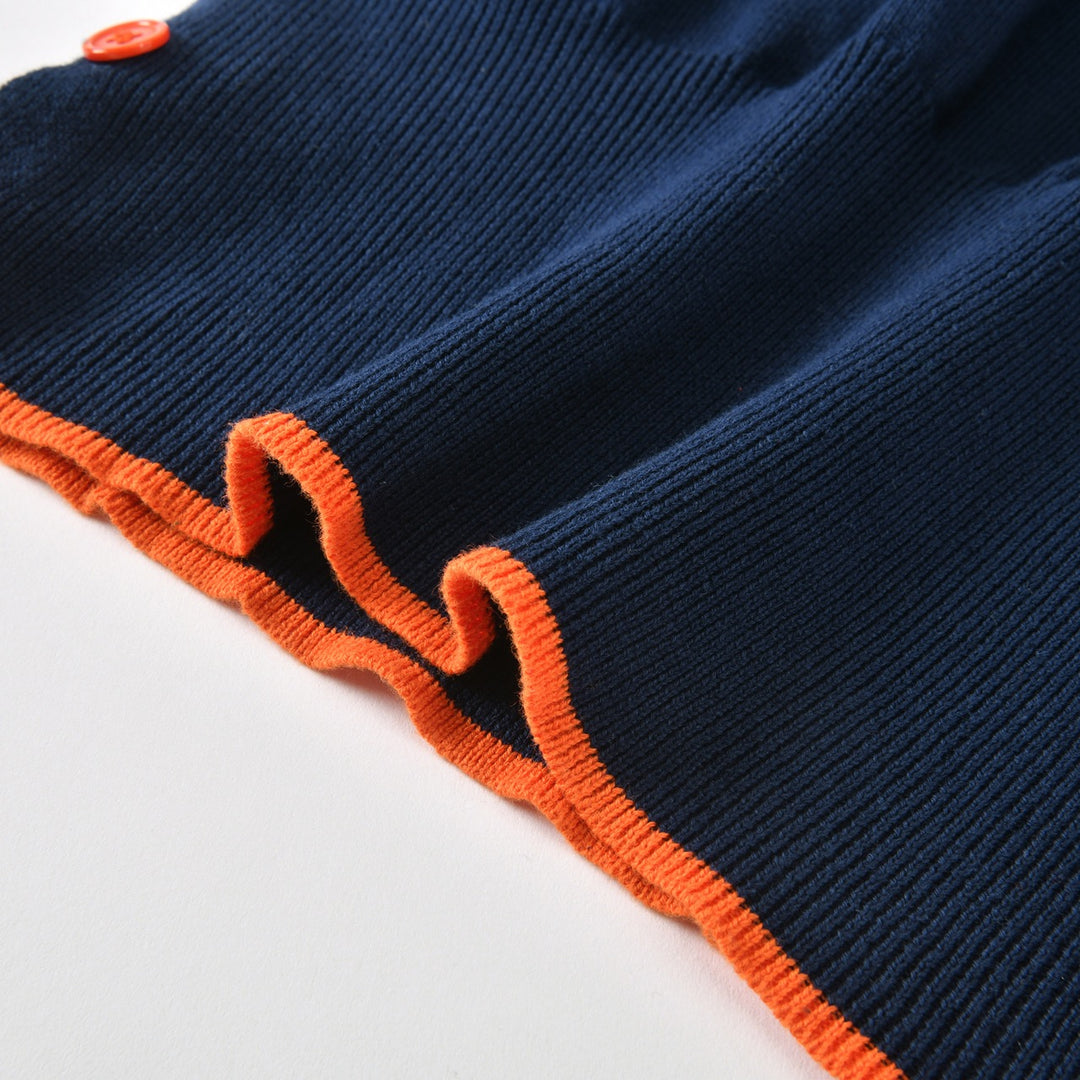 Dame Navyblå 60'er Mod Sommerfugl Jacquardstrikket Sweater