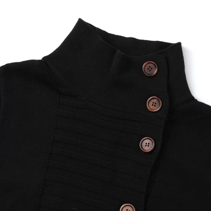 Women's Vintage Black Minimalist Button-Up Knit Cardigan