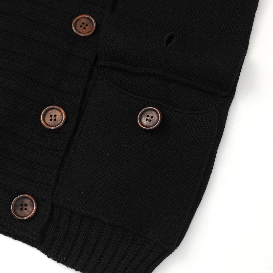 Women's Vintage Black Minimalist Button-Up Knit Cardigan