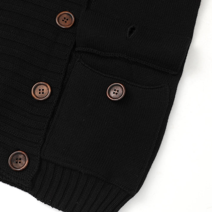 Women's Vintage Black Minimalist Button-Up Knit Cardigan