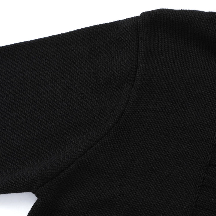 Women's Vintage Black Minimalist Button-Up Knit Cardigan
