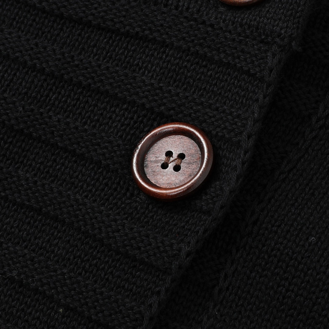 Women's Vintage Black Minimalist Button-Up Knit Cardigan