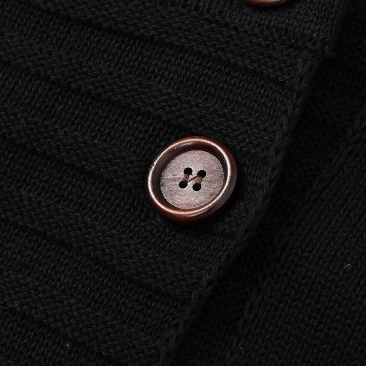 Women's Vintage Black Minimalist Button-Up Knit Cardigan