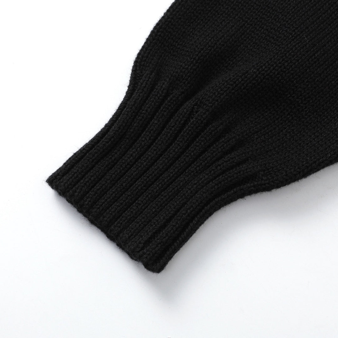 Women's Vintage Black Minimalist Button-Up Knit Cardigan