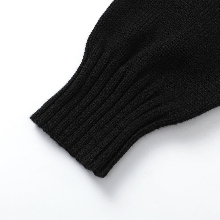Women's Vintage Black Minimalist Button-Up Knit Cardigan