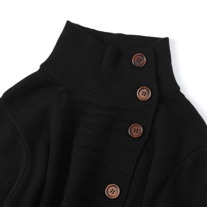Women's Vintage Black Minimalist Button-Up Knit Cardigan