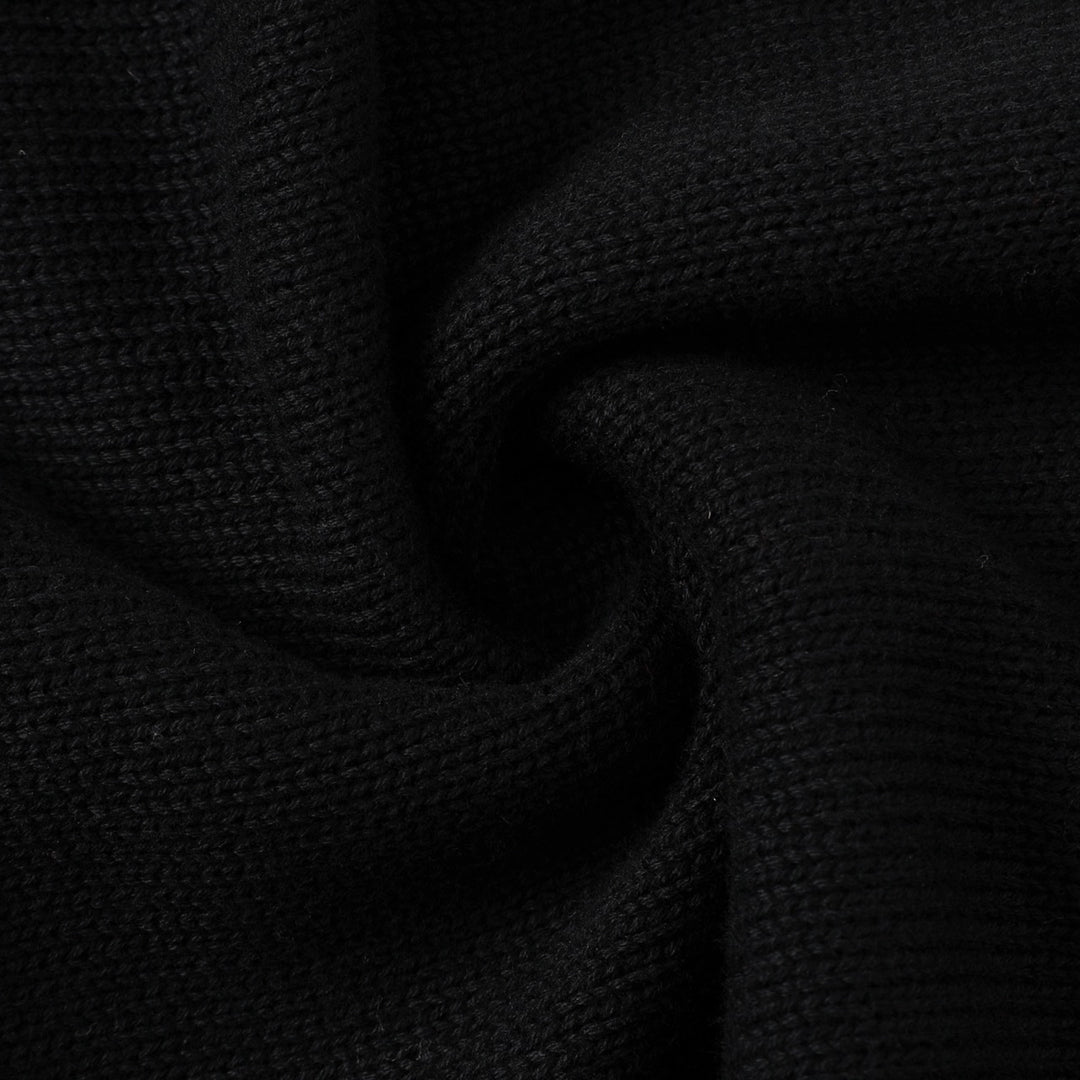 Women's Vintage Black Minimalist Button-Up Knit Cardigan