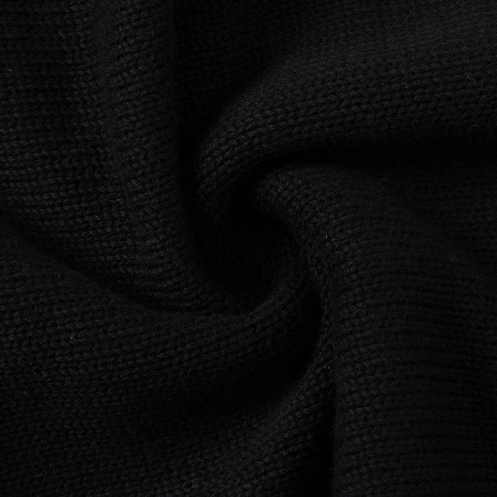 Women's Vintage Black Minimalist Button-Up Knit Cardigan