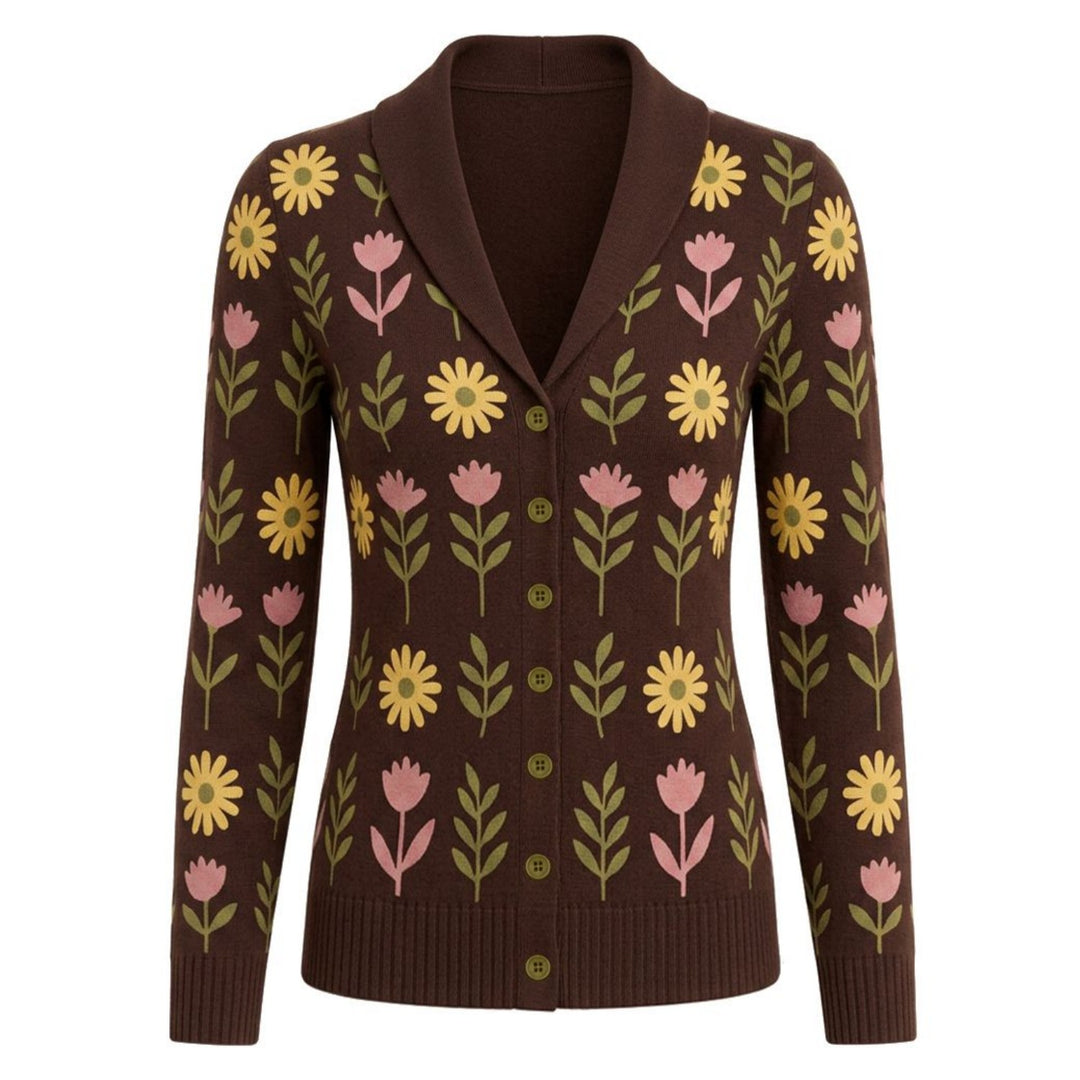 Mørkeblå vintage klassisk Dot Design jacquard strik til kvinder