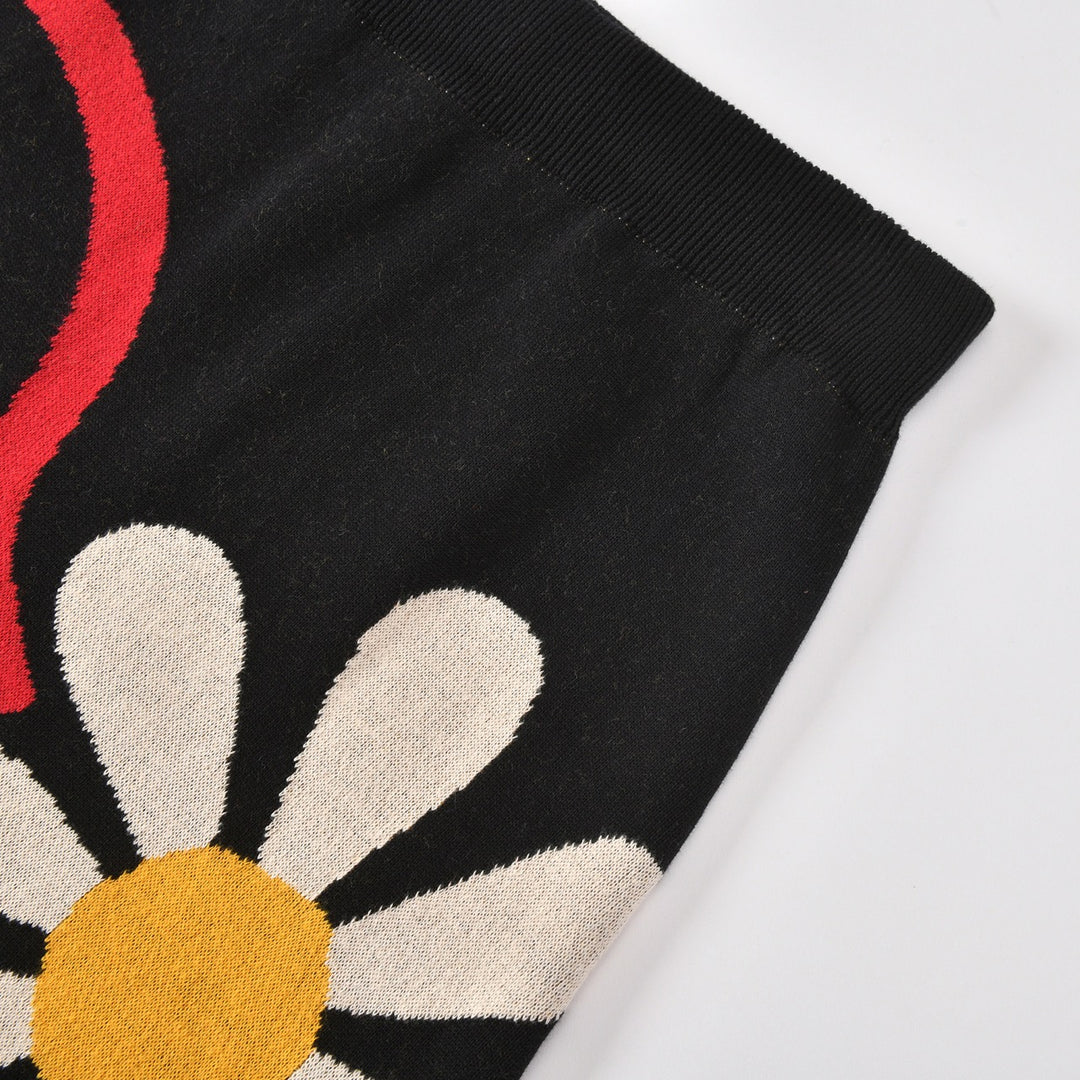 Dame Sort 60'er Boheme Jacquard Striknederdel