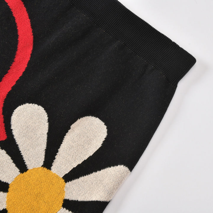 Dame Sort 60'er Boheme Jacquard Striknederdel