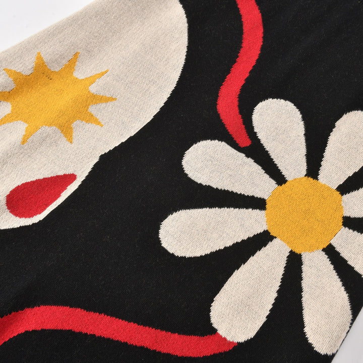 Dame Sort 60'er Boheme Jacquard Striknederdel
