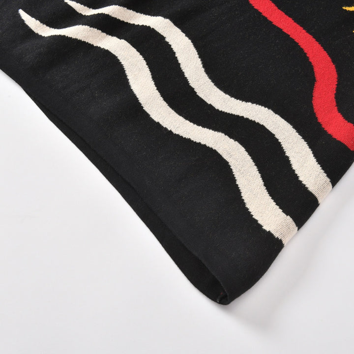 Dame Sort 60'er Boheme Jacquard Striknederdel