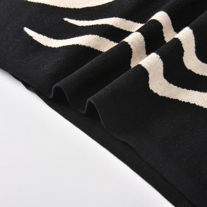 Dame Sort 60'er Boheme Jacquard Striknederdel