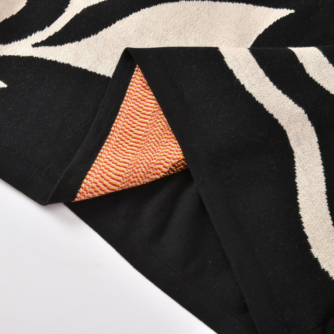 Dame Sort 60'er Boheme Jacquard Striknederdel