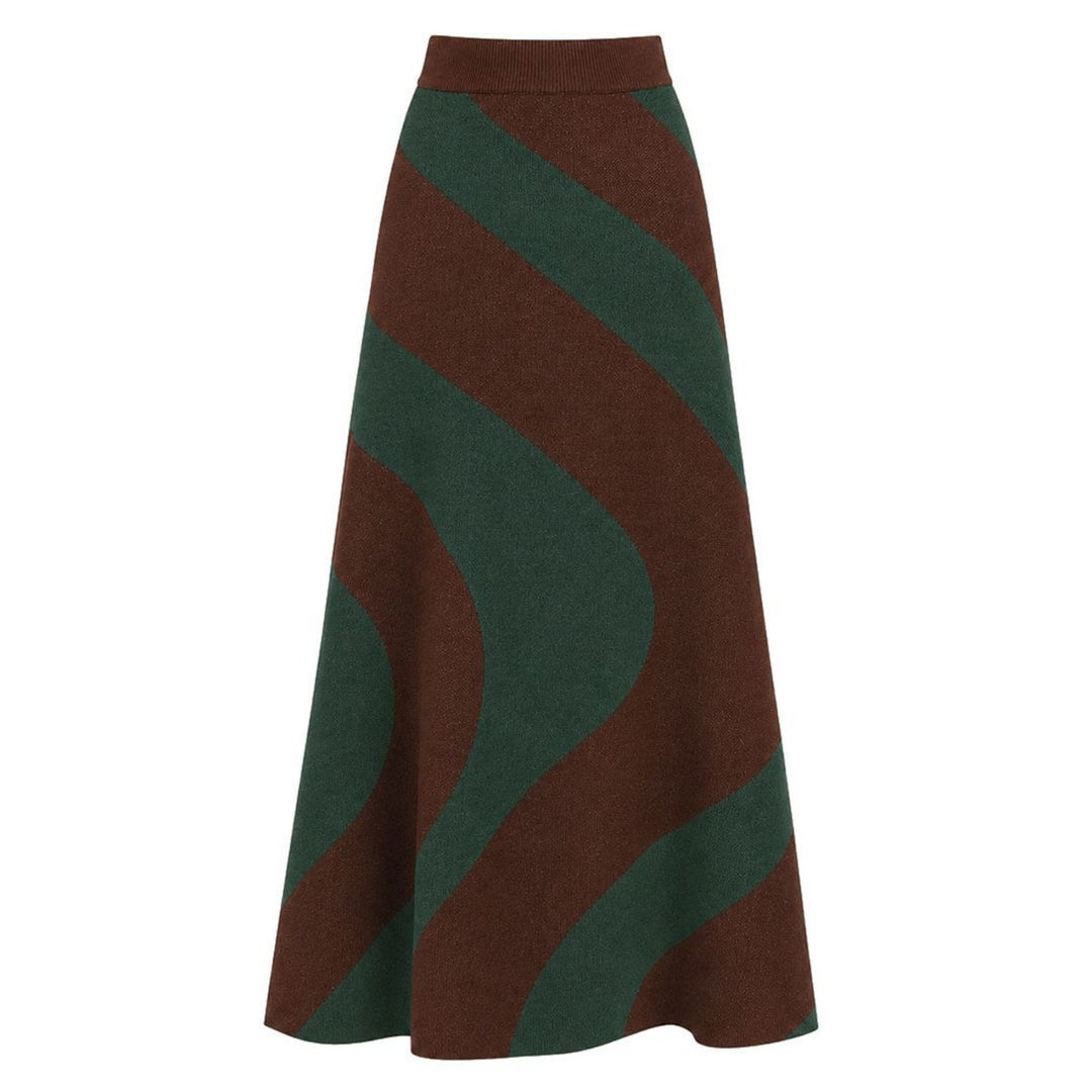 Women's 70s Psychedelic Color Block Mod Jacquard Knit Skirt